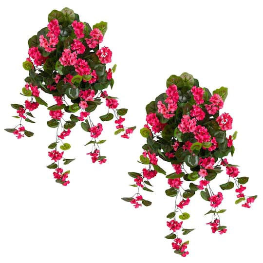 29" UV Resistant Artificial Geranium Hanging Plants